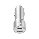 Pro Series 42W 2-Port USB-A & USB-C Car Charger - Silver & White