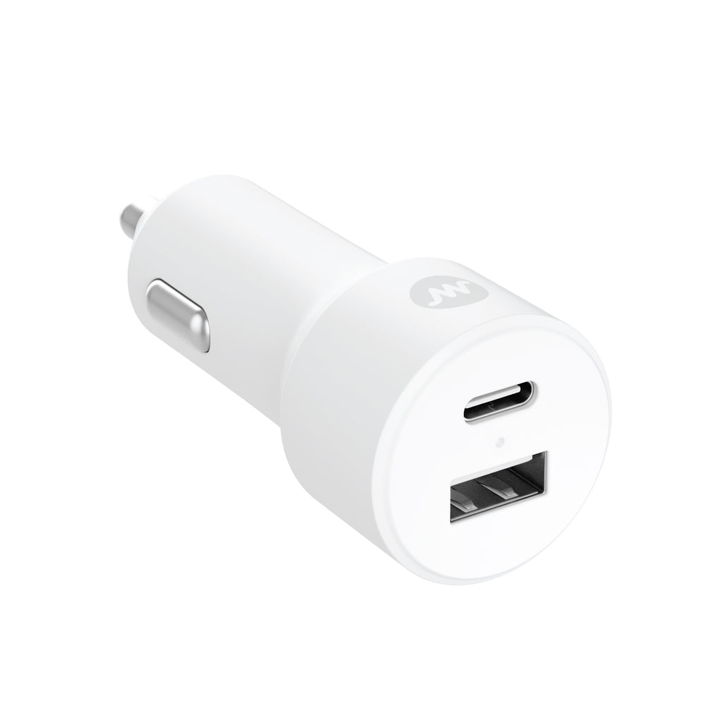 Pro Series 32W 2-Port USB-A USB-C Car Charger White Just Wireless