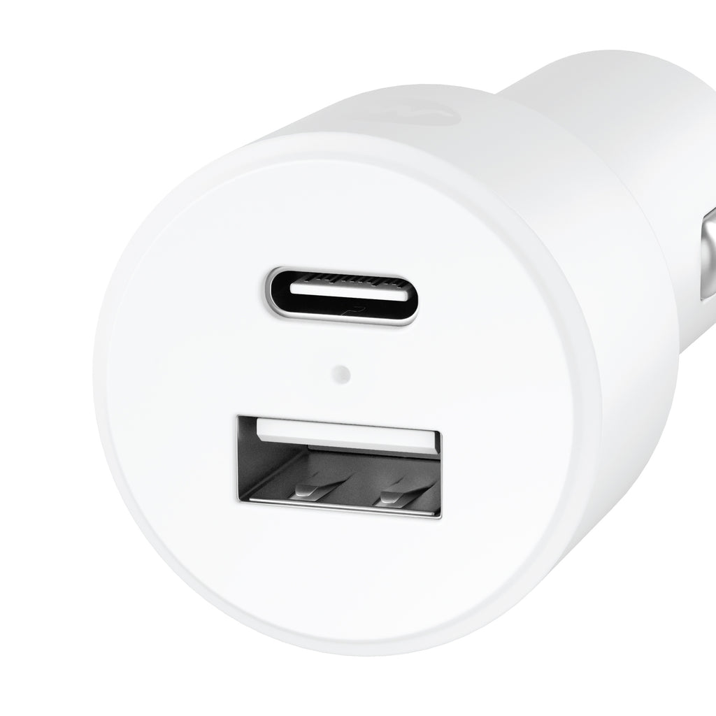 Pro Series 32W 2-Port USB-A & USB-C Car Charger - White Just Wireless