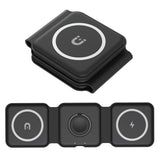 3-in-1 Portable Magnetic Wireless Charger - Black
