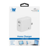 45W 2-Port USB-C / USB-A  Home Charger with 6' USB-C to USB-C Cable
