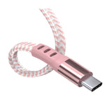 6ft Nylon Braided Flat USB-C Cable - Rose Gold