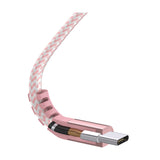 6ft Nylon Braided Flat USB-C Cable - Rose Gold