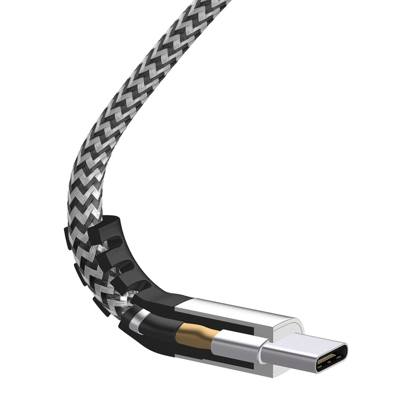 Just Wireless 6ft Nylon Braided Flat USB-C Cable - USB-C to USB-A Connection - 6ft Length for Extended Reach - Durable Nylon Braided Construction - Resistant to Tangling and Fraying - High-Quality Materials for Long-Lasting Use - Reliable and Fast Data Transfer - Supports Fast Charging Capabilities - Universal Compatibility with USB-C Devices - Reinforced Connector Joints for Added Strength - Stylish and Sleek Design