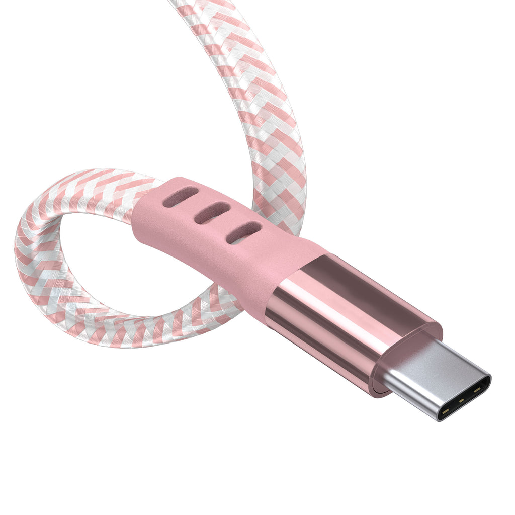 Câble Tissé USB C/Lightning 2m Rose Bigben