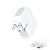 Just Wireless Phone & Laptop Charger with 6ft Lightning® to USB-C Cable - Quick and Powerful Wall Charger - Delivers 45 Watts of Power - Includes 6ft Lightning® to USB-C Cable - Dual Charge with USB-C and USB-A Ports - Supports Power Delivery (PD) - Rotating Prongs for Easy Plug Management - Features GaN Technology - Charges up to 50% in 30 Minutes with PD - Charge Your Laptop - Includes Hardshell Case