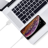 A 3-foot Apple Lightning cable by Just Wireless. This cable is built with durability and reliability in mind, featuring ultra-strength connector joints that can withstand daily use. It supports fast charging and data syncing, making it convenient for transferring files and powering up your Apple devices. This cable is compatible with all Apple devices and is Apple MFi certified, ensuring optimal performance and compatibility.