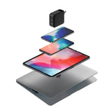 Just Wireless Phone & Laptop Charger with 6ft Lightning® to USB-C Cable - Quick and Powerful Wall Charger - Delivers 45 Watts of Power - Includes 6ft Lightning® to USB-C Cable - Dual Charge with USB-C and USB-A Ports - Supports Power Delivery (PD) - Rotating Prongs for Easy Plug Management - Features GaN Technology - Charges up to 50% in 30 Minutes with PD - Charge Your Laptop - Includes Hardshell Case