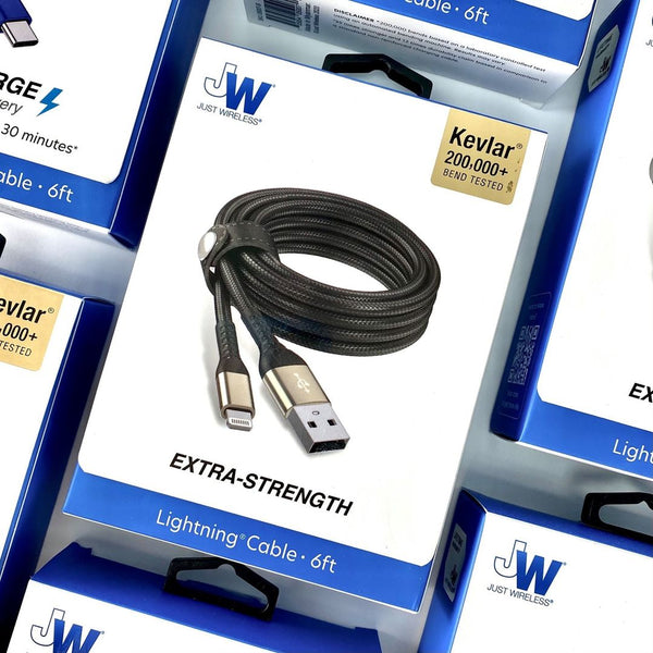 Introducing Just Wireless line of Kevlar® reinforced ultra-strength charging cables!