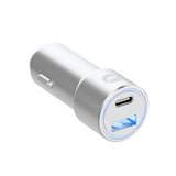 Pro Series 42W 2-Port USB-A & USB-C Car Charger w/ 6' Lightning to USB-C Cable - Silver & White