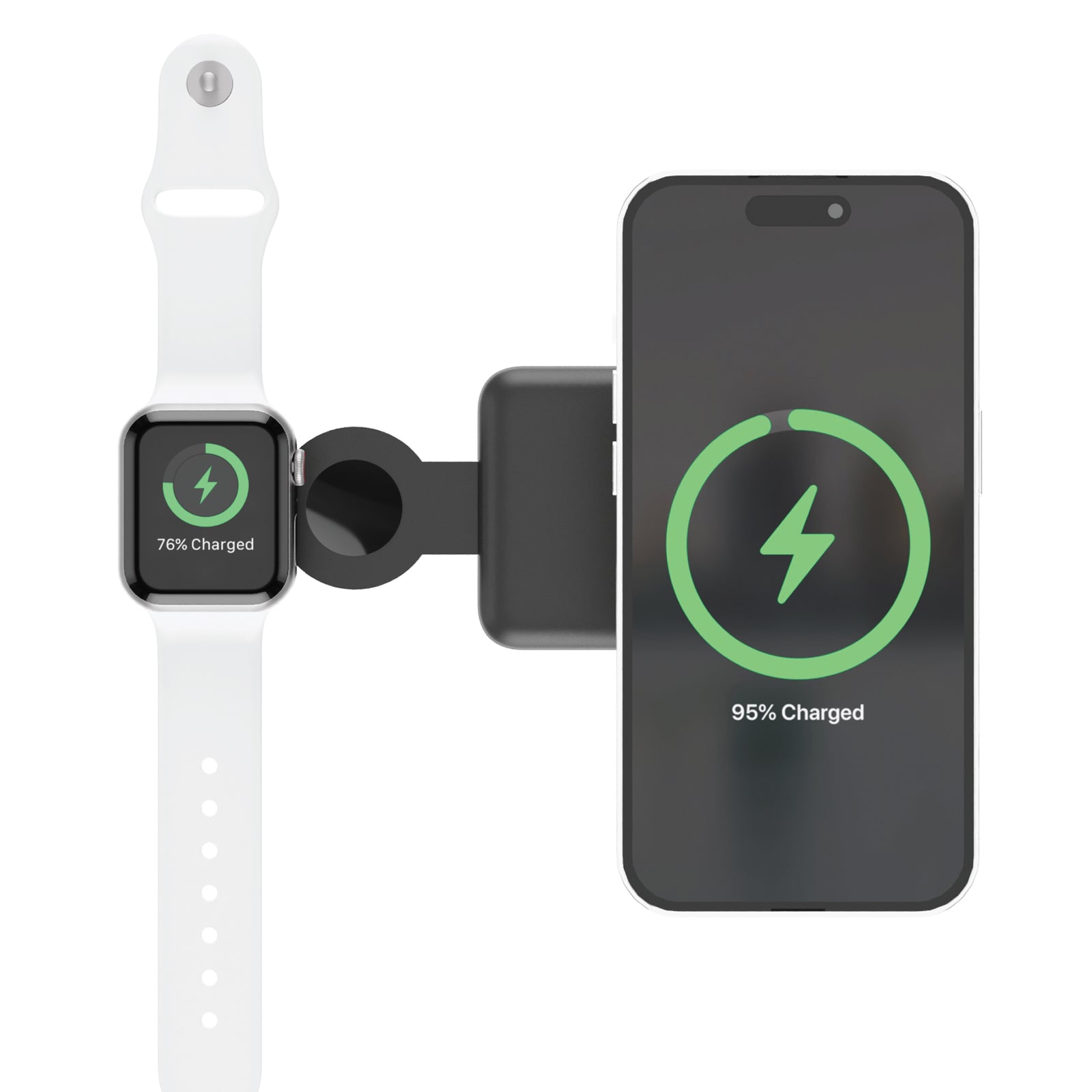 2-in-1 Portable Wireless Charger - Black Just Wireless