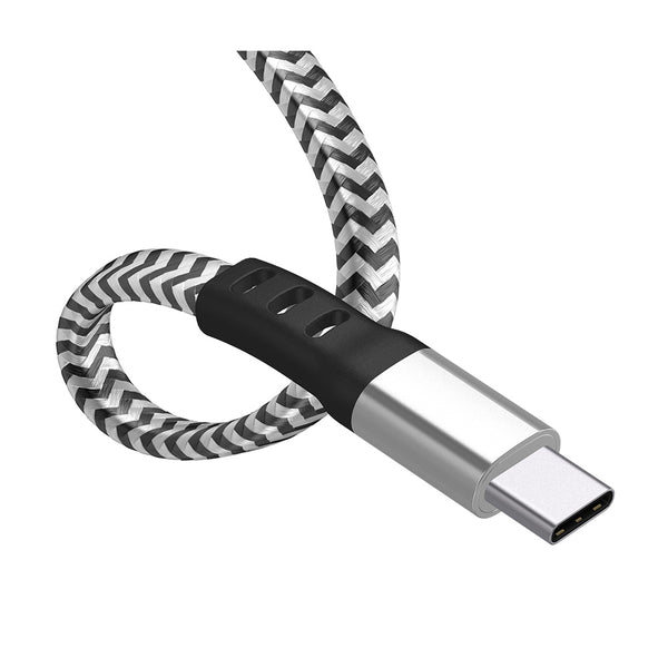 6ft Flat Nylon Braided USB-C to USB-C Charging Cable - Slate / Silver