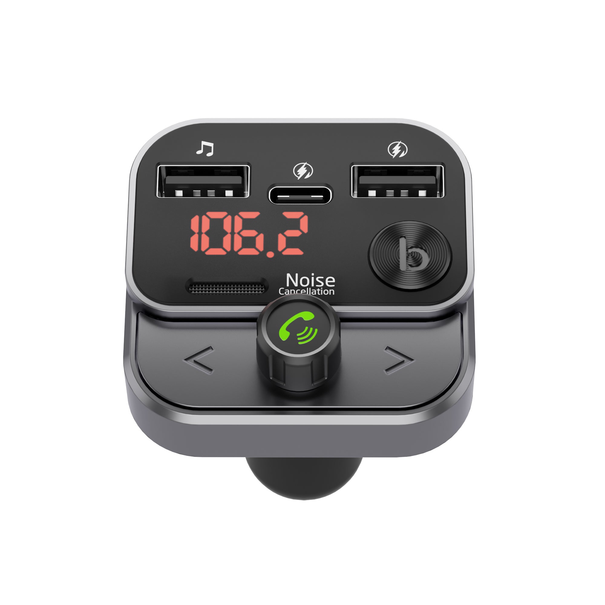 Wireless FM Transmitter with USB-C and USB-A Charging Port - Black Just