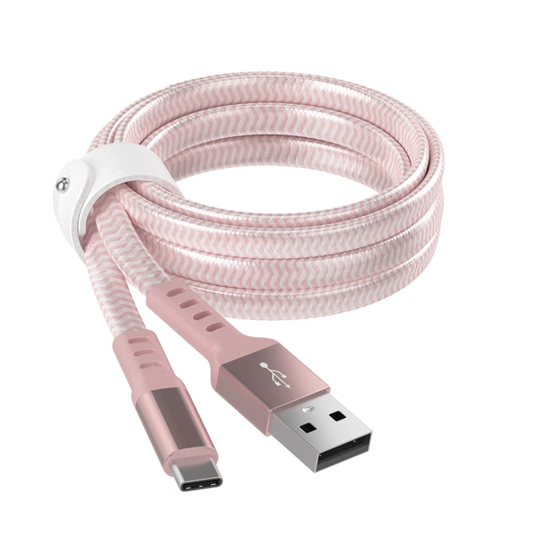 6ft Nylon Braided Flat USB-C Cable - Rose Gold