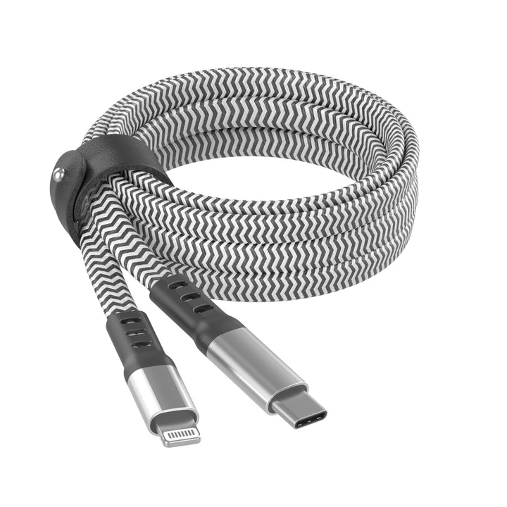 6ft Flat Nylon Braided Lightning to USB-C Charging Cable - Slate / Silver