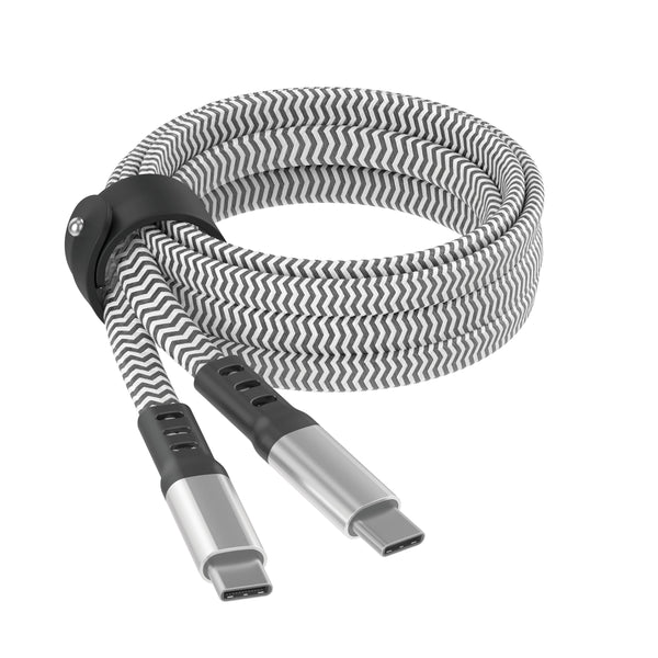 6ft Flat Nylon Braided USB-C to USB-C Charging Cable - Slate / Silver