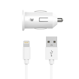 Just Wireless Single USB Car Charger with 4ft Lightning Cable - 12 Watts / 2.4 Amps of Power - Charges and Syncs All Apple Devices - 4ft Lightning Cable Included - Ultra Strength Connectors in Cord - Apple MFi Certified
