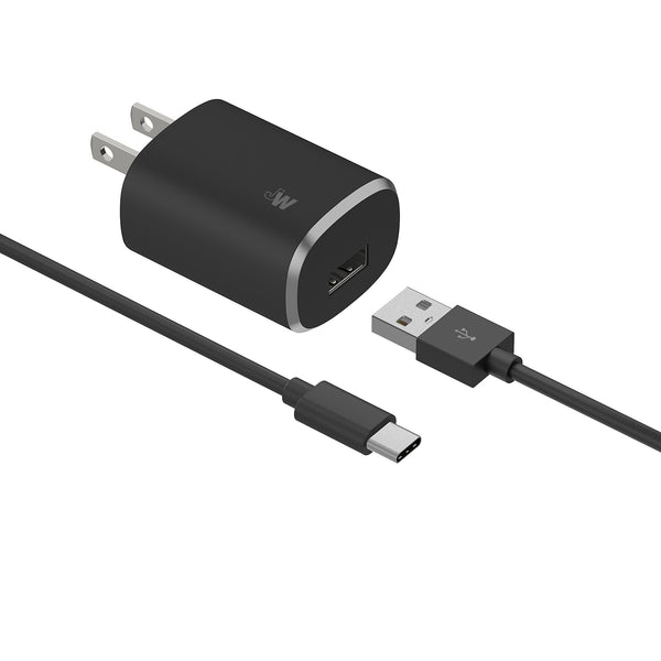 Just Wireless Single USB Wall Charger with 6ft USB-C Cable - High-Power 2.4 Amps / 12 Watts Output - Includes 6ft USB-C to USB-A Cable - Universal Compatibility with USB-C Devices - Fast and Efficient Charging - Compact and Portable Design - Reliable and Safe Performance - Easy to Plug into Any Wall Outlet - Ideal for Home or Office Use - Durable Construction for Long-Lasting Use