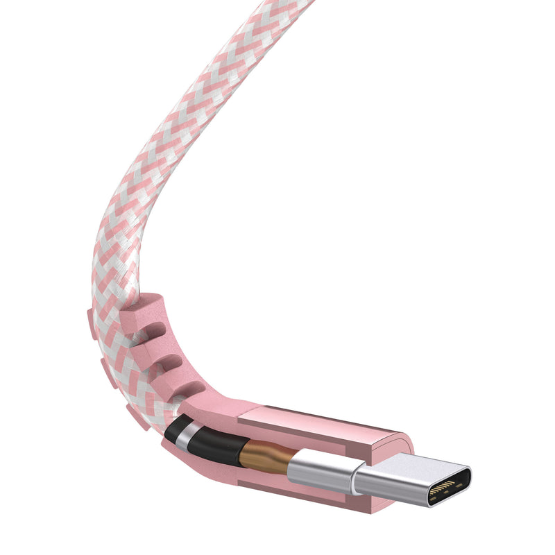 Mobigear Nylon - Câble USB-A vers USB-C 2 mètres - Rose doré 545182 