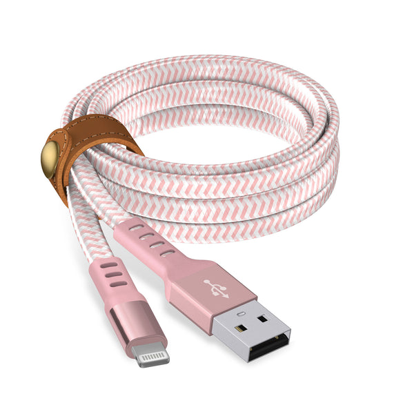 6ft Flat Nylon Braided Lightning Cable - Rose Gold Just Wireless