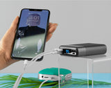 Just Wireless 10,000 mAh 3-Port USB Power Bank. 10,000 mAh of portable power. 2 USB-A charging ports. 1 USB-C charging port. Charge 3 devices at the same time. Digital battery indicator screen. User manual included. 3-foot charging micro USB cable included. Pre-charged and ready to use