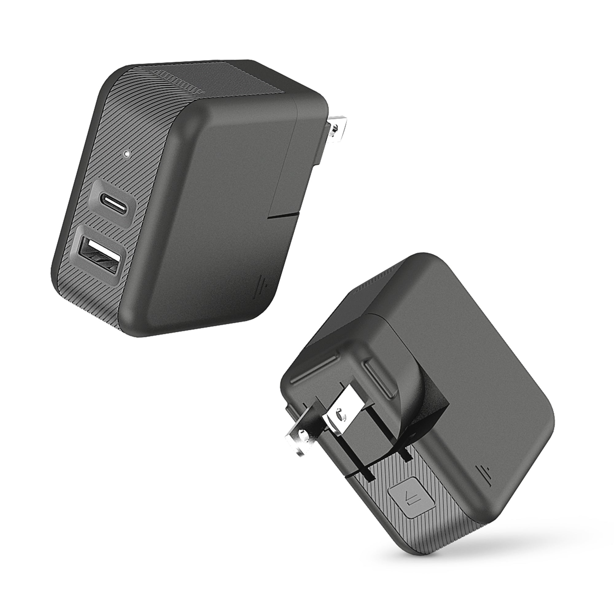 Just Wireless Phone & Laptop Charger with 6ft Lightning® to USB-C Cable - Quick and Powerful Wall Charger - Delivers 45 Watts of Power - Includes 6ft Lightning® to USB-C Cable - Dual Charge with USB-C and USB-A Ports - Supports Power Delivery (PD) - Rotating Prongs for Easy Plug Management - Features GaN Technology - Charges up to 50% in 30 Minutes with PD - Charge Your Laptop - Includes Hardshell Case