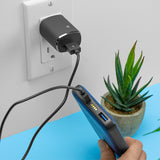 Just Wireless 1.0A/5W 1-Port USB-A Home Charger with 6ft TPU Micro USB to USB-A Cable - Black. Fast 1 Amp / 5 Watts charging power. 6ft long TPU Micro USB to USB-A cable. Charges Android devices quickly. Durable and reliable construction. Compact and portable design. Convenient for home use. Safe and efficient charging. Compatible with all Micro USB devices. Lifetime Warranty