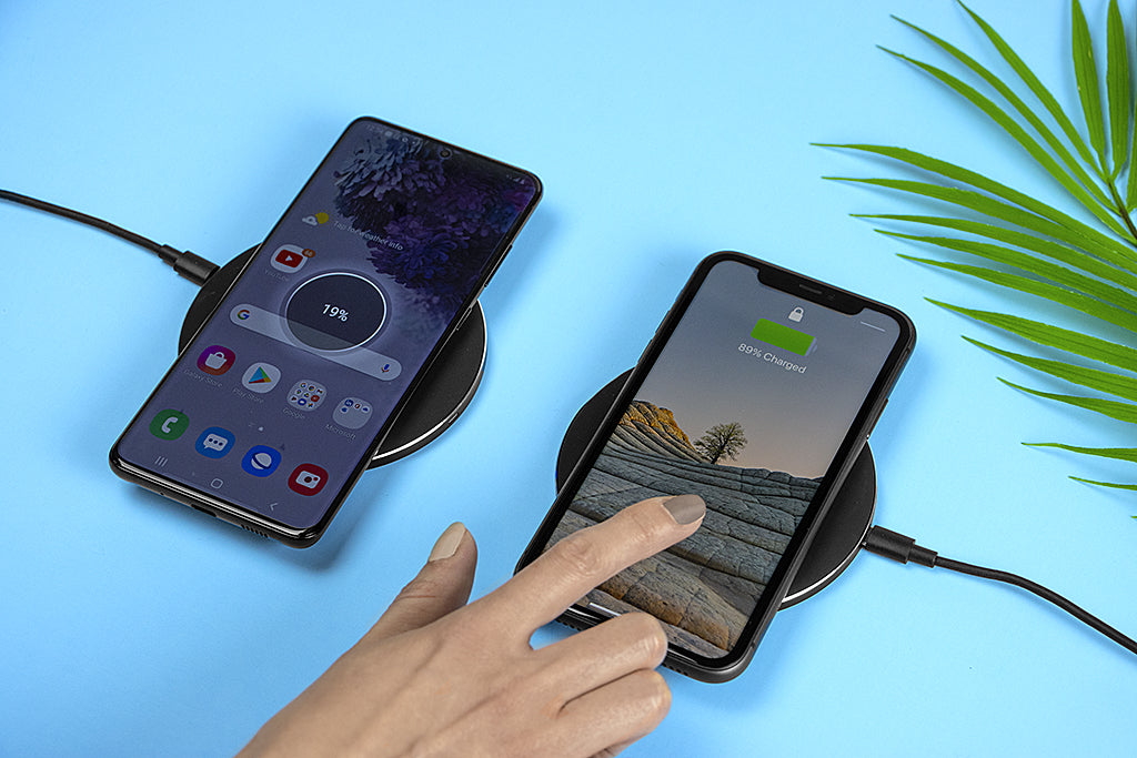 Just Wireless 2pk 5W Qi Wireless Charging Pads - Dual Pack with Wall Adapters. Qi-Certified for Reliable Performance. Compatible with All Qi-Enabled Devices. Hassle-Free Case-Friendly Design