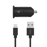 Just Wireless Single USB Car Charger with 4ft Lightning Cable - 12 Watts / 2.4 Amps of Power - Compatible with all Apple Devices - Includes 4ft Lightning Cable - Ultra Strength Connectors - Apple MFi Certified