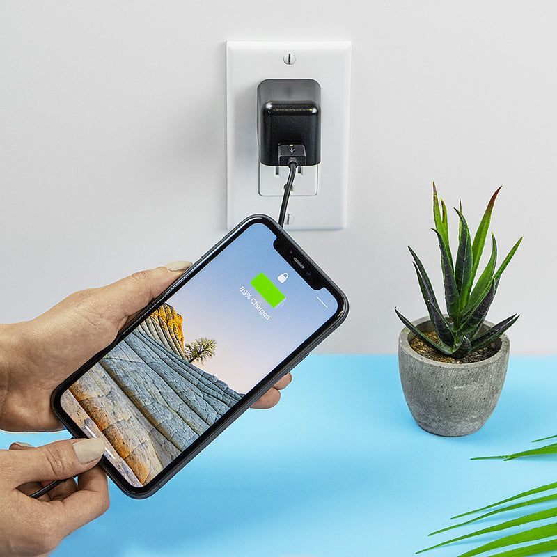 Just Wireless Single USB Wall Charger with 5ft Lightning Cable - 12 Watts / 2.4 Amps of Power - Compatible with all Apple Devices - Folding Prongs for Easy Storage - Ultra Strength Connector Joints - Apple MFI Certified - Includes 5ft Lightning Cable