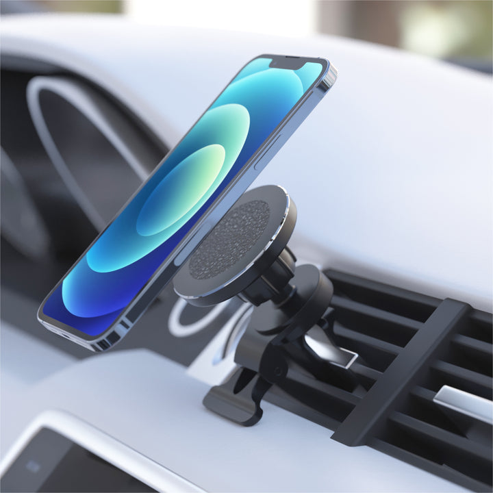 Just Wireless Magnetic MagSafe® Compatible Car Mount - Easy Magnetic Mounting Solution - Compatible with MagSafe® Technology - Convenient Hands-Free Operation - Strong Magnetic Grip for Stability - 360º Rotation for Flexible Positioning - Securely Holds Your Device in Place - Compatible with Most Car Vents - Sleek and Compact Design - Quick and Effortless Installation - Durable and Long-Lasting Construction