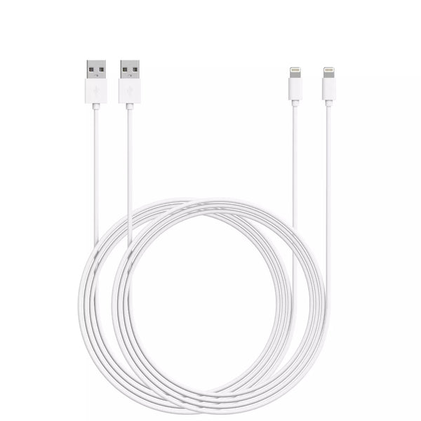 Just Wireless 6ft TPU Lightning to USB-A Cable Dual Pack - Two 6ft Lightning to USB-A Cables - Designed for Apple Devices - Ultra-Strength Connector Joints for Durability - Apple MFi Certified for Reliable Performance - Fast Charging and Data Transfer - Tangle-Free and Flexible TPU Material - Compatible with Various Lightning Devices - Convenient Length for Versatile Use - Durable Construction for Long-Lasting Use - Provides Reliable Connectivity and Charging