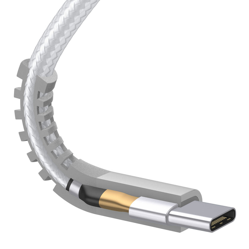 Just Wireless 6ft Kevlar USB-C Nylon Braided Cable - Kevlar Reinforced for Exceptional Strength - 200,000 Bend Tested Durability - 35X Stronger, 12X More Durable - Withstands up to 175 lbs - Enhanced Strain Relief Design - High-Speed Data Transfer Support - USB-C Compatibility - Flexible 6ft Length - Nylon Braided for Added Durability - Includes Cable Management Strap