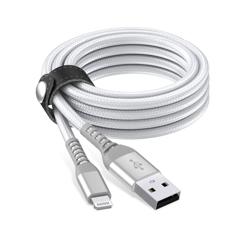 Just Wireless 6ft Kevlar Lightning Nylon Braided Cable - Kevlar Reinforced for Superior Strength - 200,000 Bend Tested Durability - 35X Stronger, 12X More Durable - Withstands up to 175 lbs - Enhanced Strain Relief Design - High-Speed Data Transfer Support - Apple MFi Certified Compatibility - 6ft Length for Flexibility - Includes Cable Management Strap