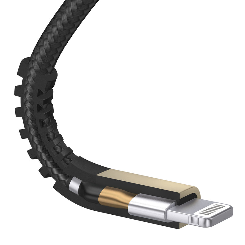 Just Wireless 6ft Kevlar Lightning Nylon Braided Cable - Kevlar Reinforced for Superior Strength - 200,000 Bend Tested Durability - 35X Stronger, 12X More Durable - Withstands up to 175 lbs - Enhanced Strain Relief Design - High-Speed Data Transfer Support - Apple MFi Certified Compatibility - Flexible 6ft Length - Includes Cable Management Strap