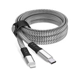 Just Wireless 6ft Flat Nylon Braided Lightning to USB-C Charging Cable - MFi Certified - Supports Fast Charging and Data Transfer - Compatible with All Lightning and USB-C Devices - Durable Nylon Braided Construction - Enhanced Strain Relief - Ultra-Strength Connectors - Tangle-Free and Easy to Manage - Stylish and Sleek Design - Reliable and High-Quality Performance